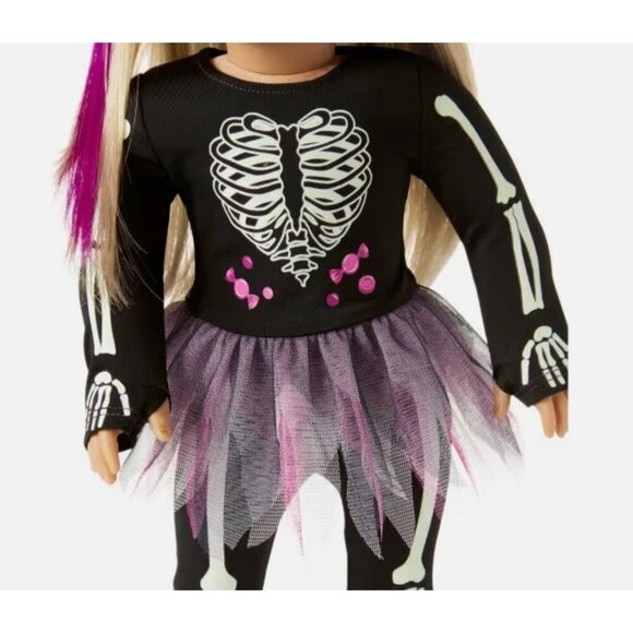 American Girl TRULY ME YOU GLOW GIRL SKELETON COSTUME Glows in the Dark NEW NIB - Picture 5 of 8